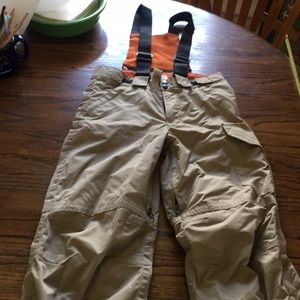 Snow bibs big kids sturdy heavy warm Med Khaki